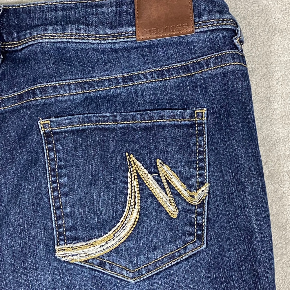 Maurices Bootcut Jeans Women 12 Dark Wash Embroidered Pockets Mid Rise Denim‎ - Picture 13 of 16